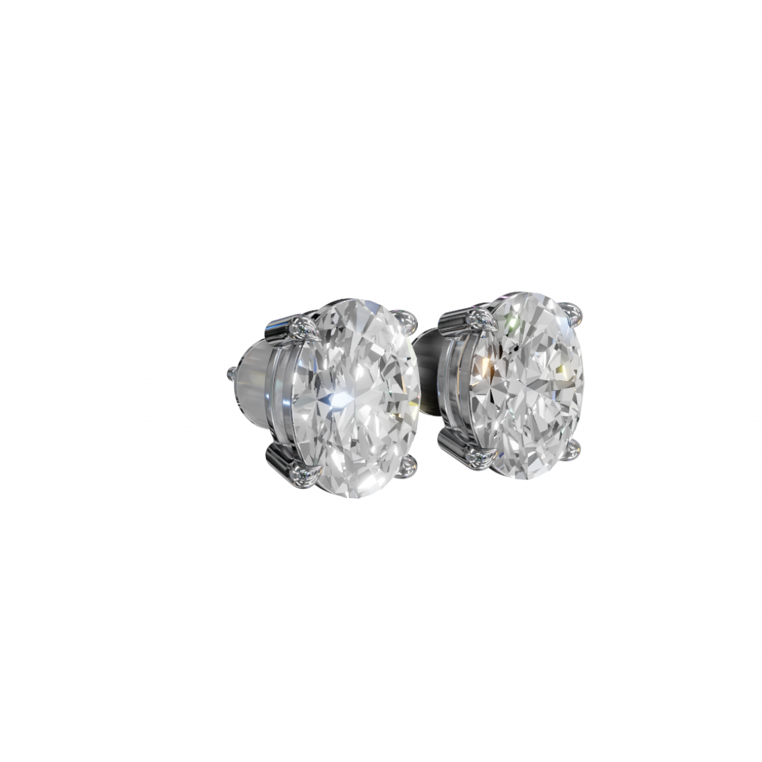 Oval-Cut Diamond Stud Earrings