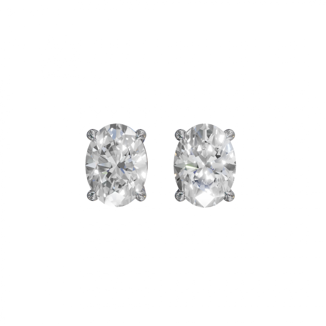 Oval-Cut Diamond Stud Earrings