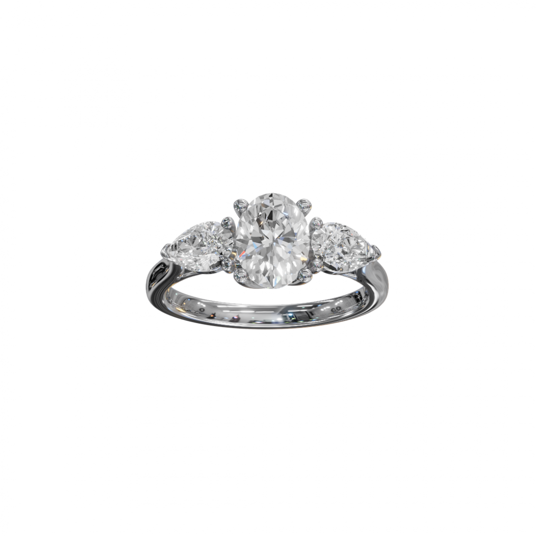 Trilogy Oval and Pear Cut Diamond Ring