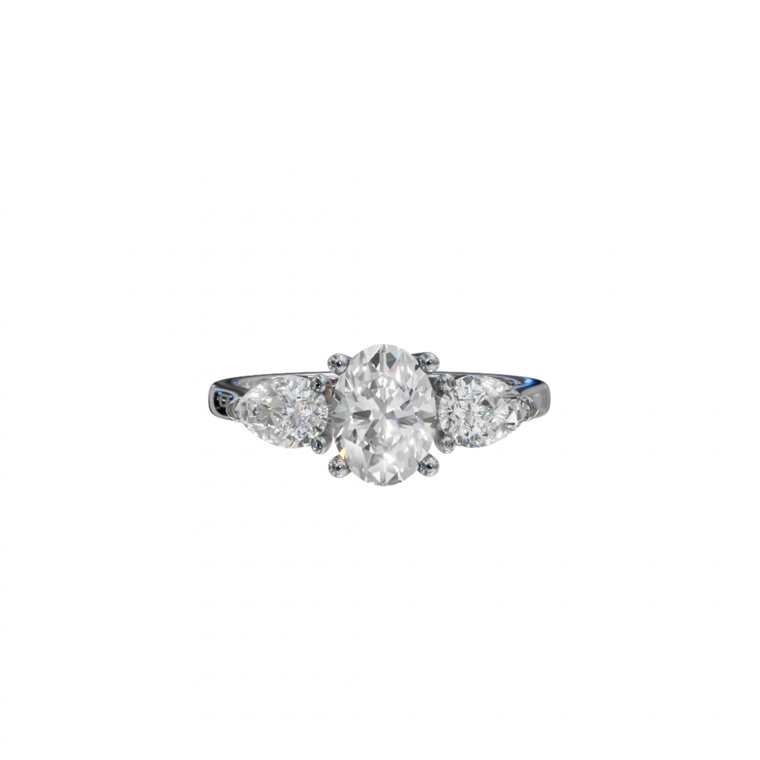 Trilogy Oval and Pear Cut Diamond Ring
