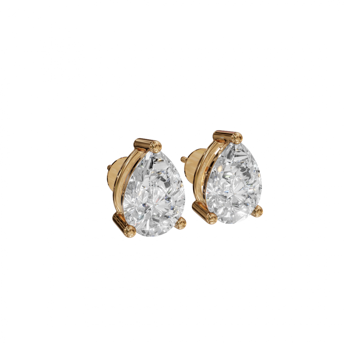 Pear-Shaped Diamond Stud Earrings