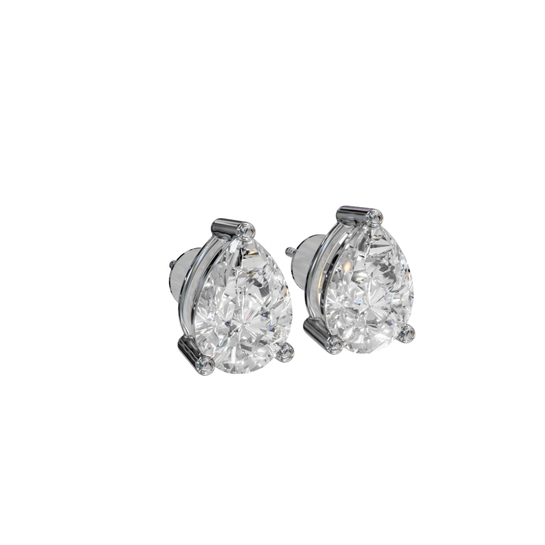 Pear-Shaped Diamond Stud Earrings