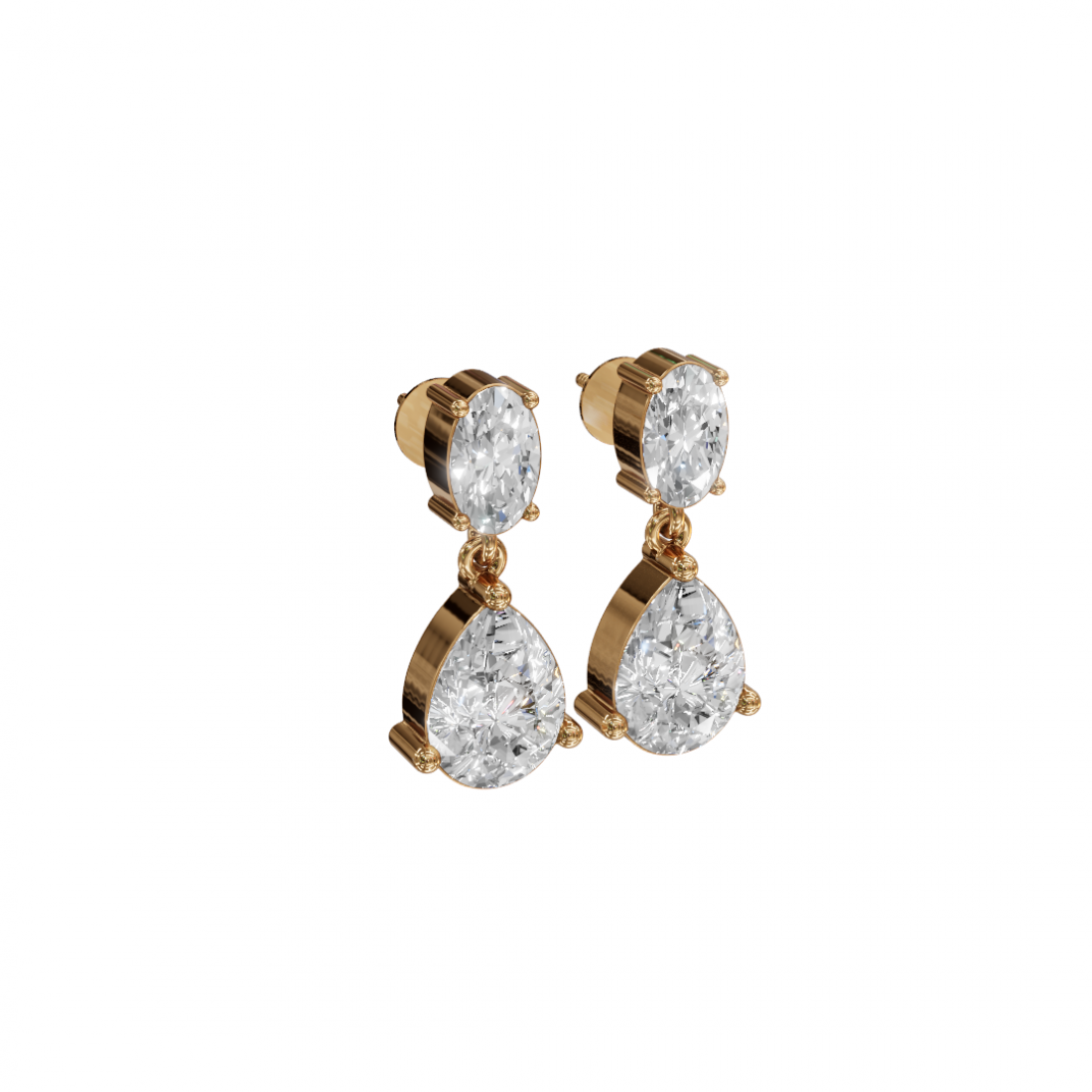 Drop Oval & Pear Cut Diamond Earrings