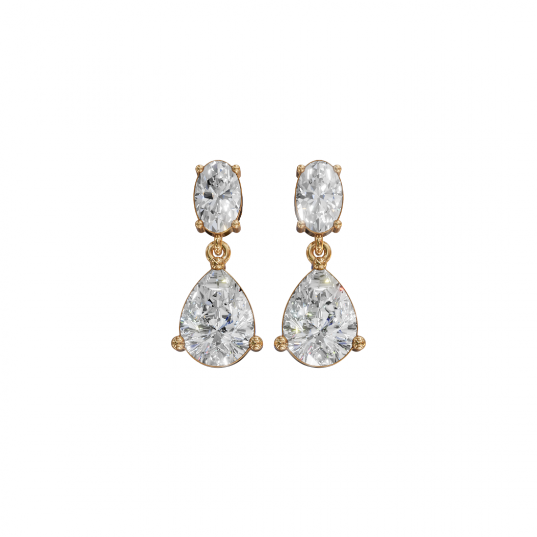 Drop Oval & Pear Cut Diamond Earrings