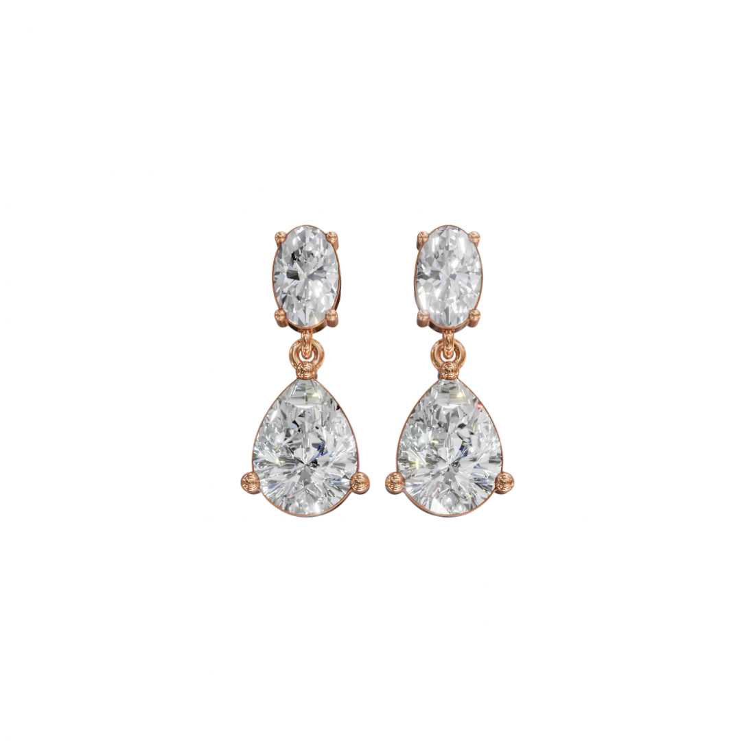 Drop Oval & Pear Cut Diamond Earrings