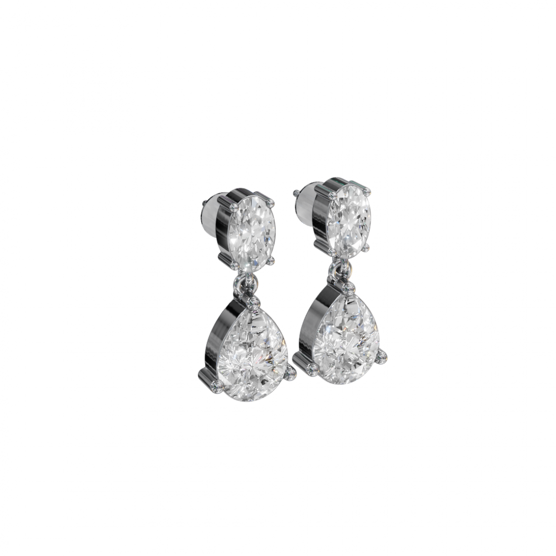 Drop Oval & Pear Cut Diamond Earrings