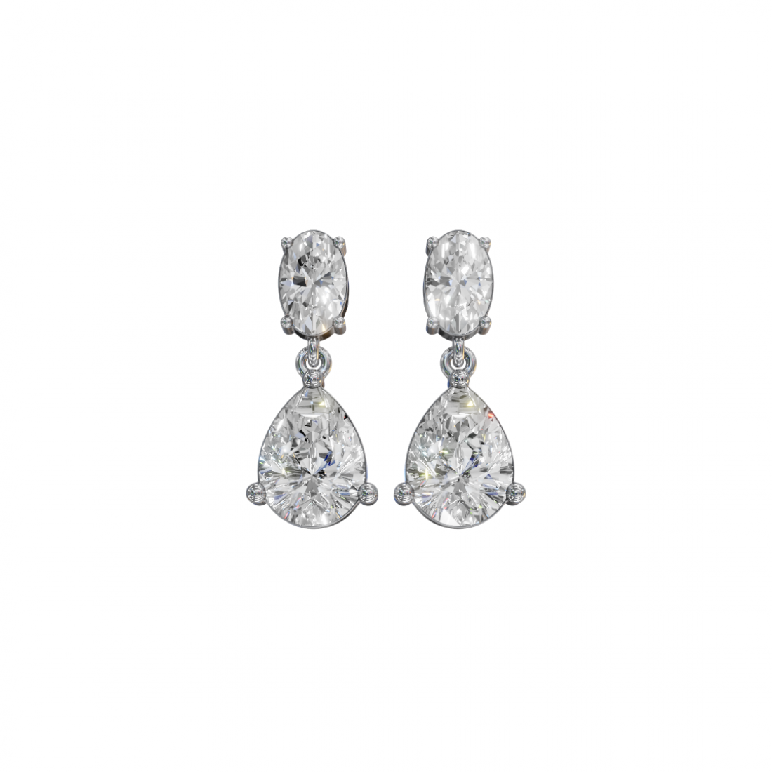 Drop Oval & Pear Cut Diamond Earrings