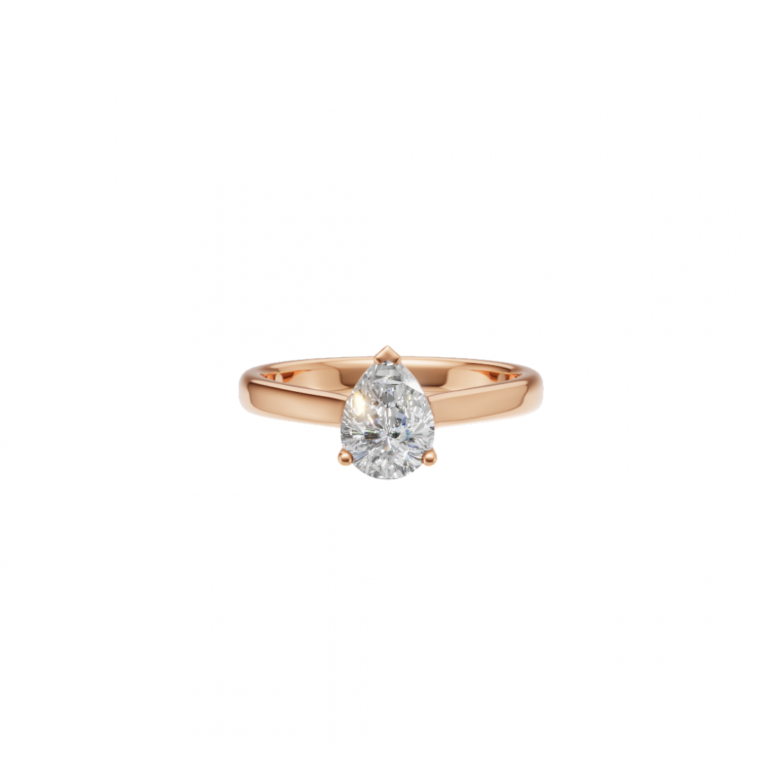 Pear Cut Solitaire Diamond Ring with Cathedral Setting