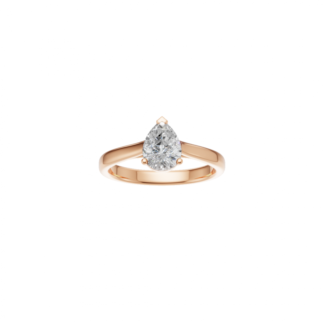 Pear Cut Solitaire Diamond Ring with Cathedral Setting