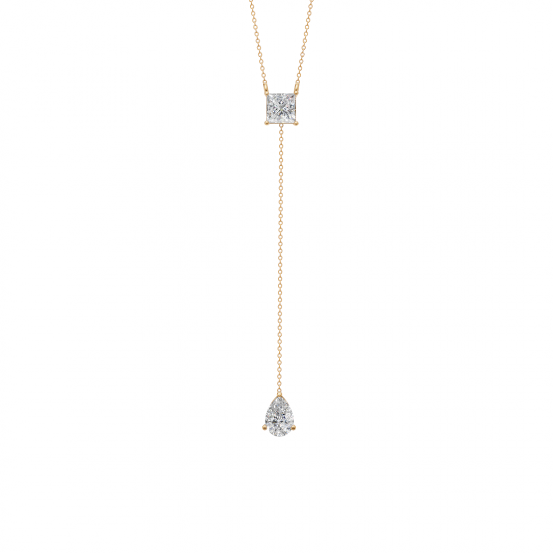 Princess and Pear Cut Drop Pendant Necklace