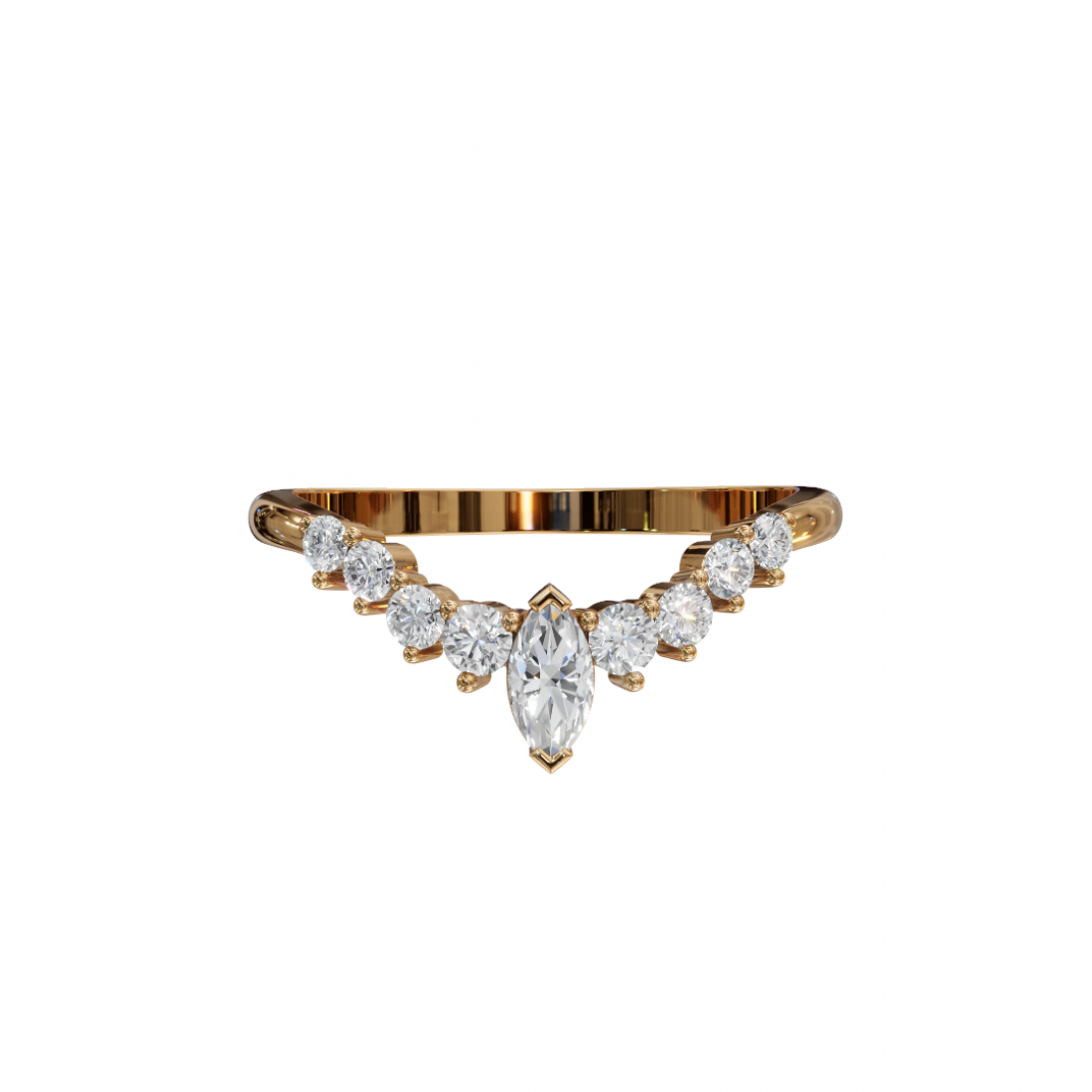V Shape Marquise Cut Diamond Band 