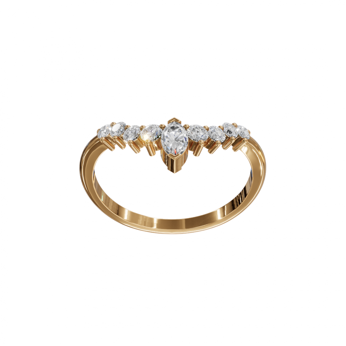 V Shape Marquise Cut Diamond Band 