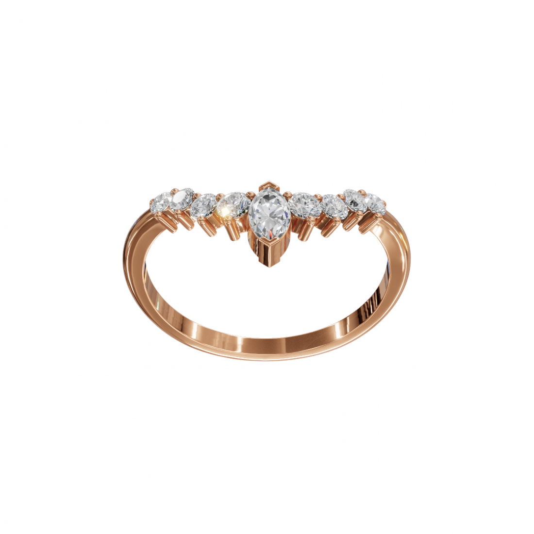 V Shape Marquise Cut Diamond Band 
