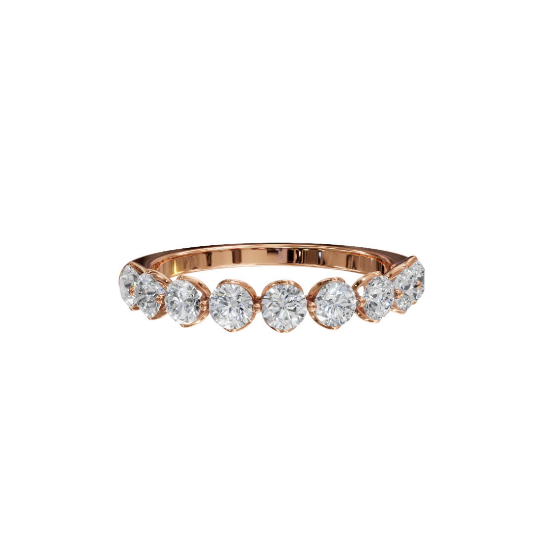 Round Diamond Half Eternity Band