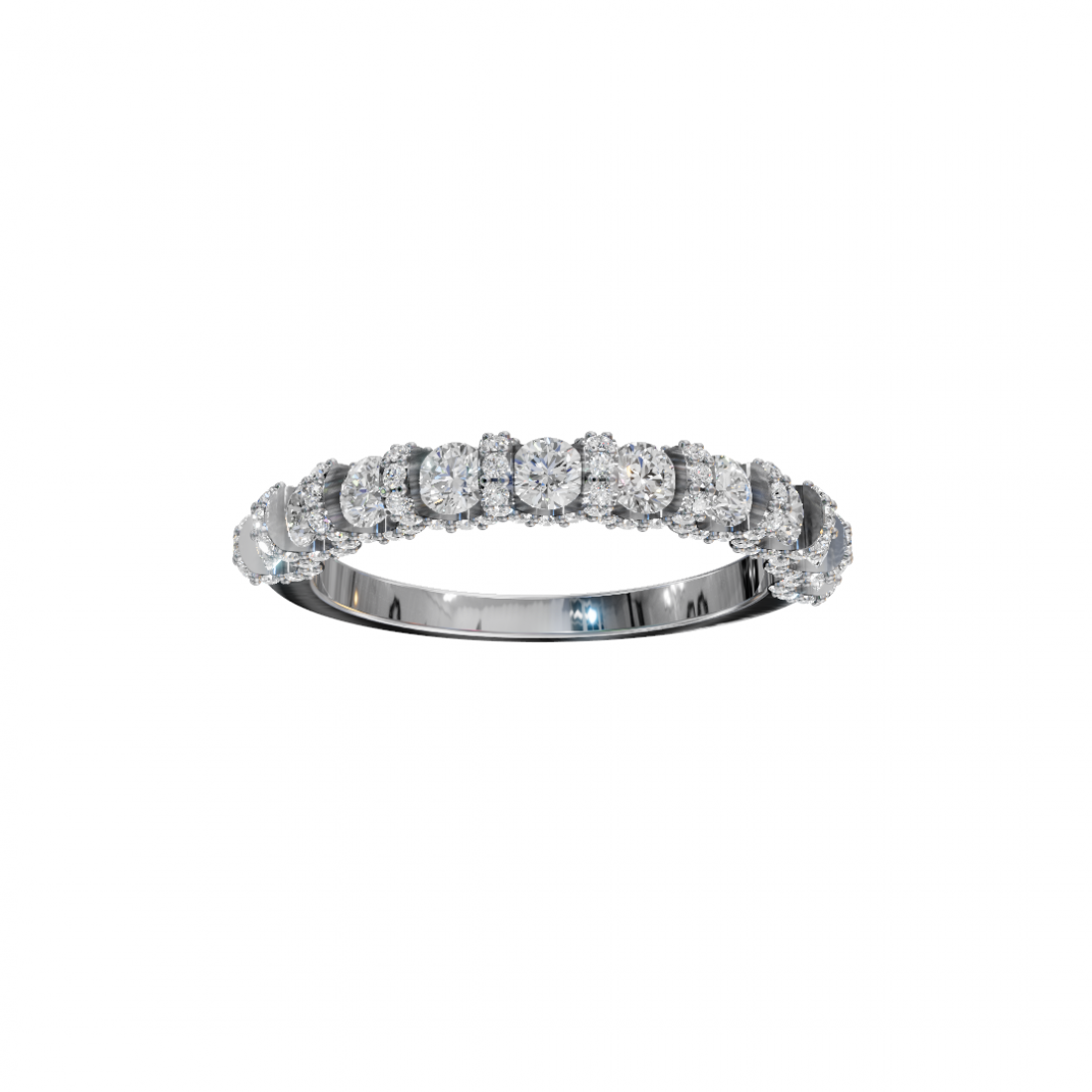 Round Diamond Halo Eternity Band 