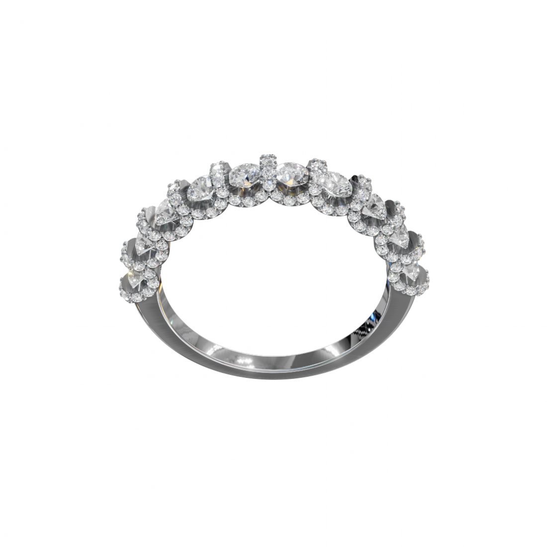 Round Diamond Halo Eternity Band 