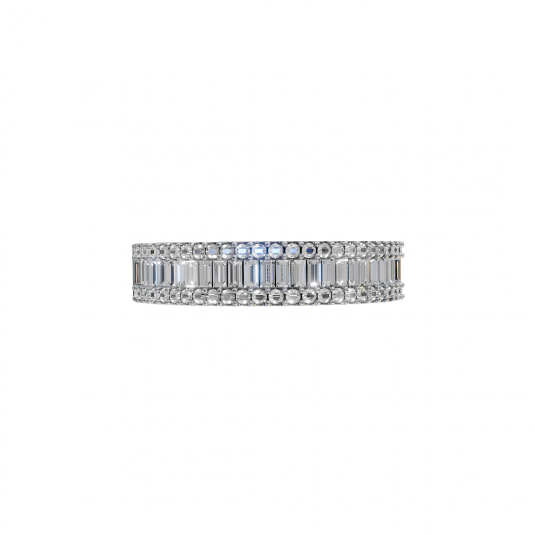 Baguette and Round Diamond Triple Row Band