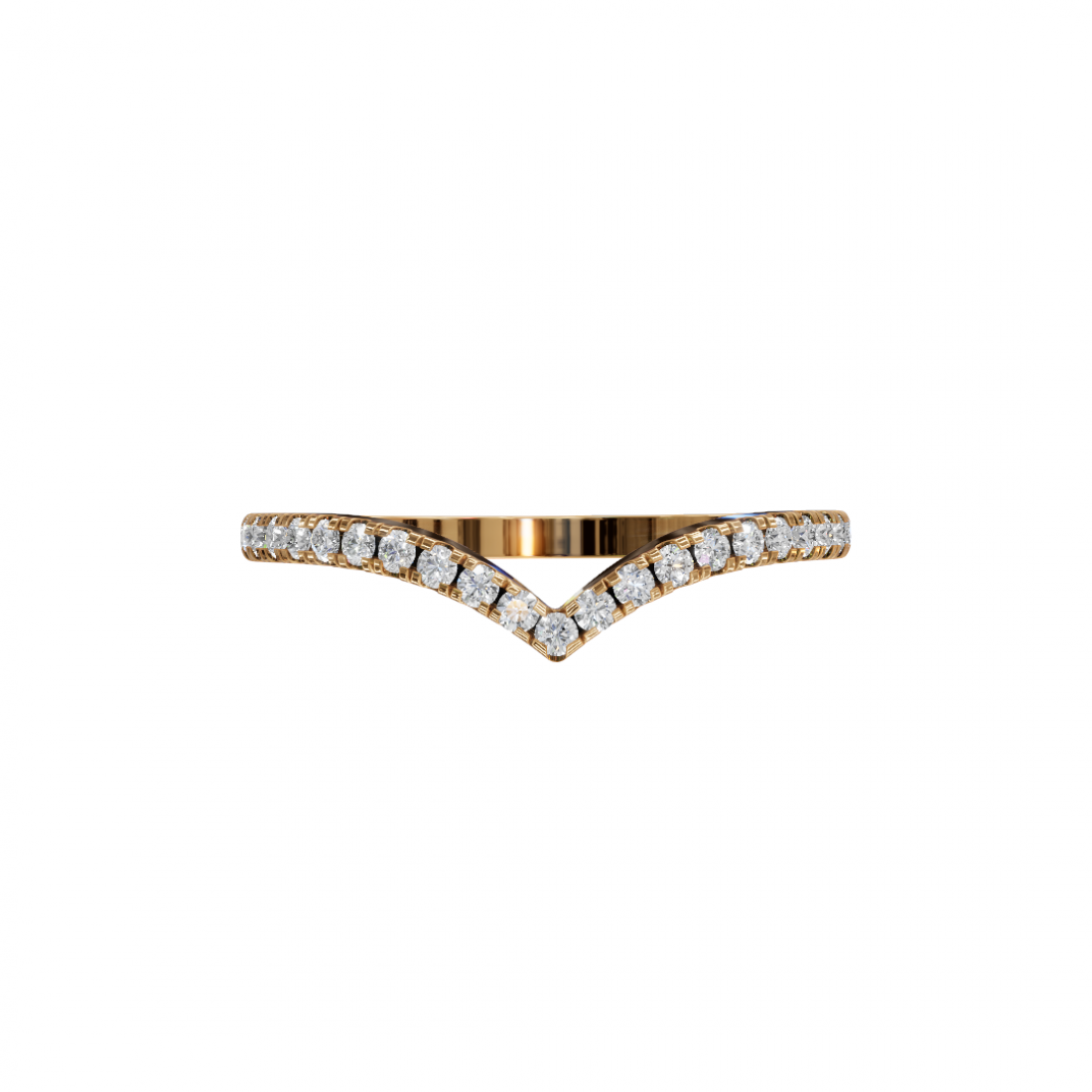 V Shape Round Cut Diamond Ring