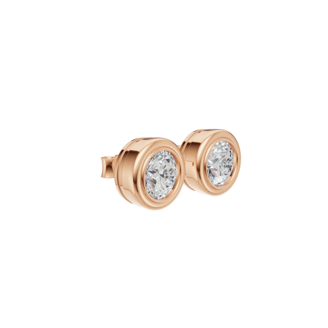 Bezel-Set Round Cut Diamond Studs