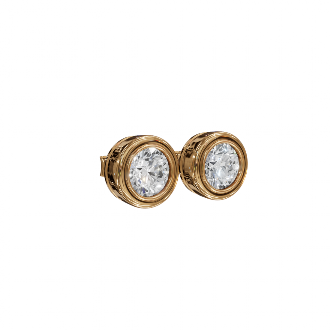 Bezel-Set Round Cut Diamond Studs