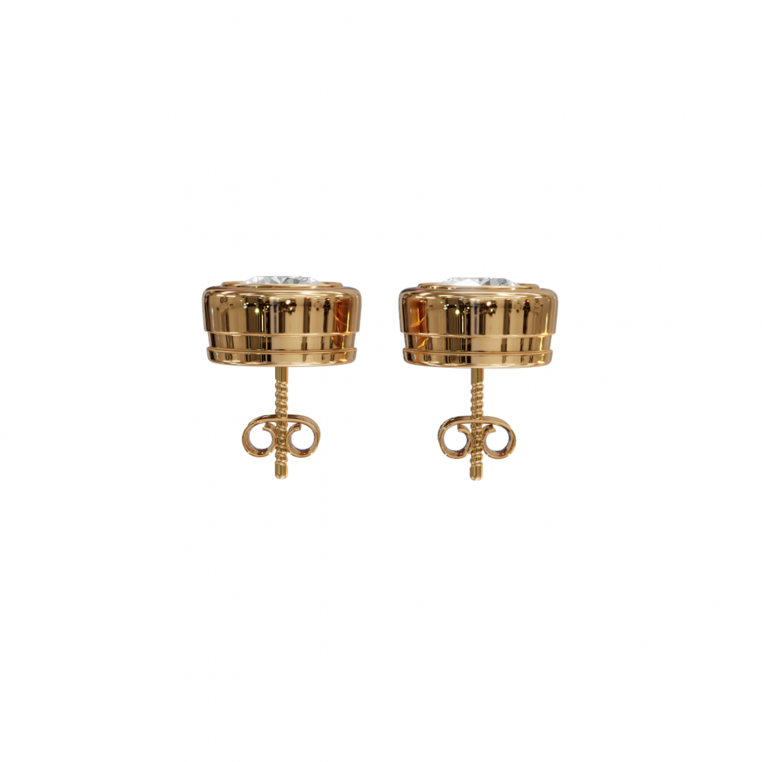 Bezel-Set Round Cut Diamond Studs