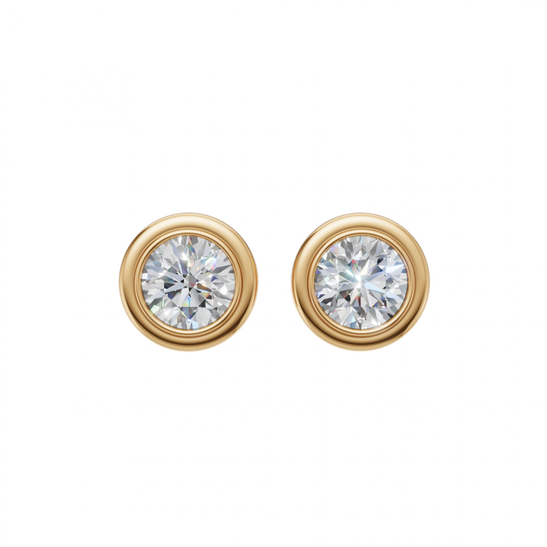Bezel-Set Round Cut Diamond Studs Bezel-Set Round Cut Diamond Studs