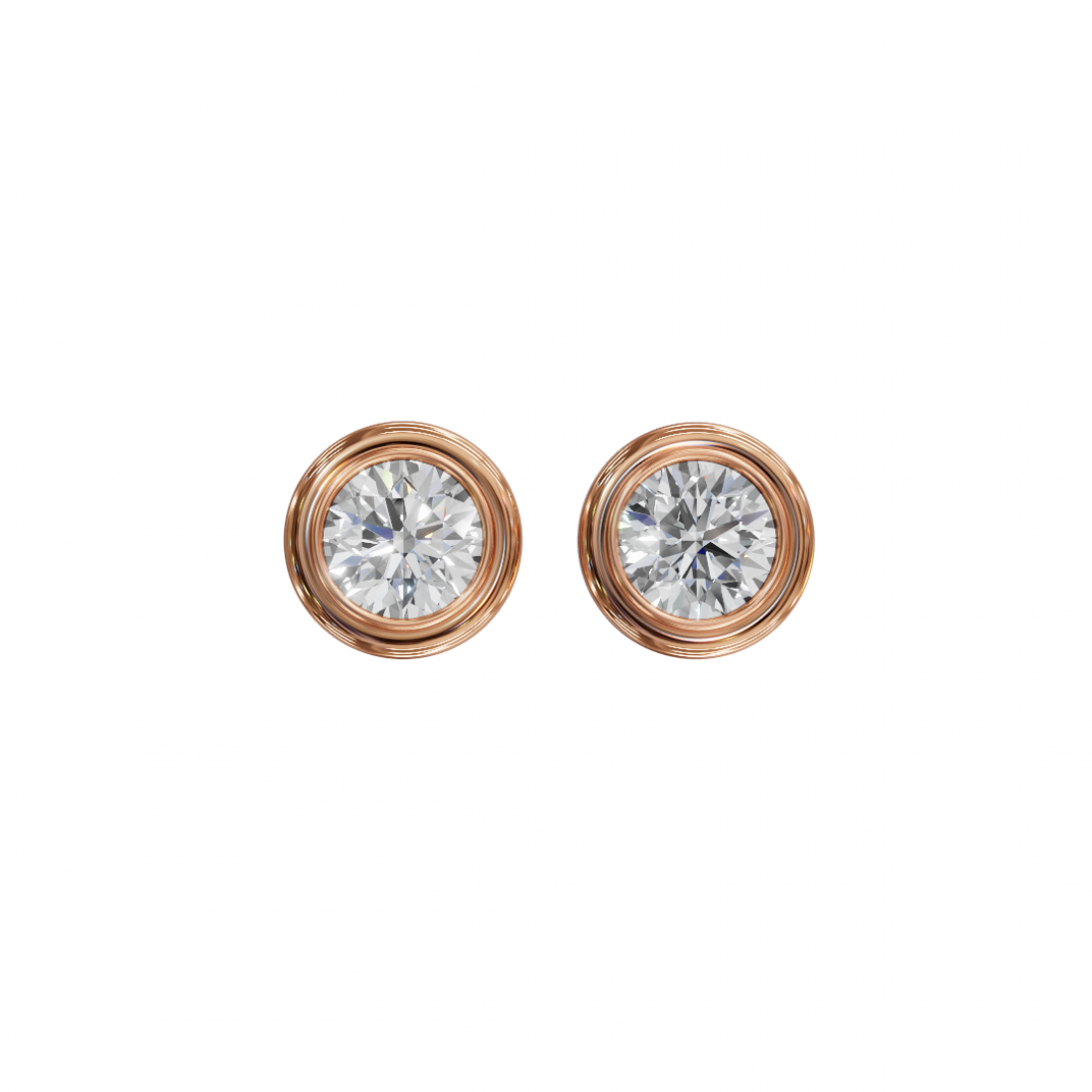 Bezel-Set Round Cut Diamond Studs
