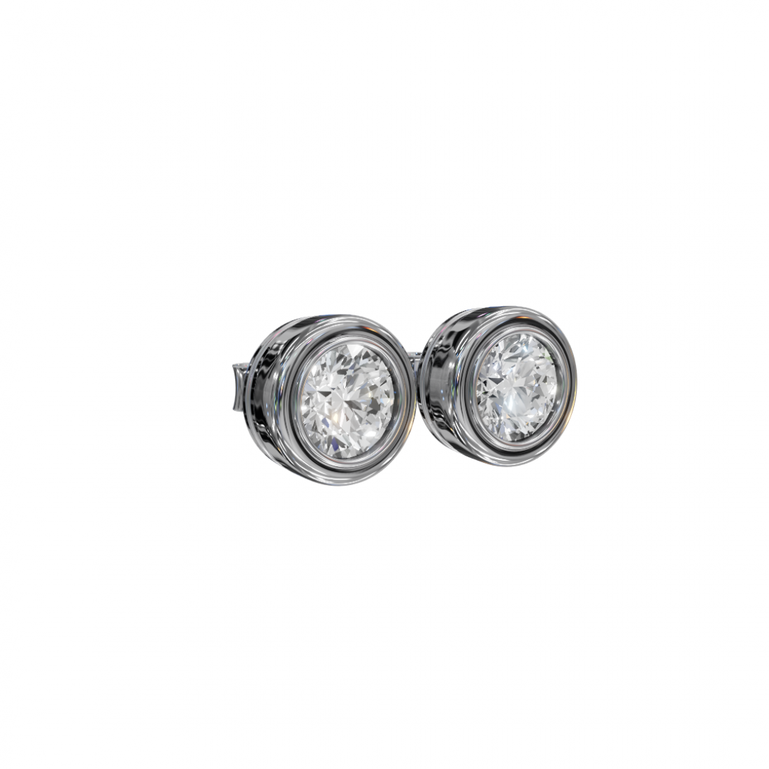 Bezel-Set Round Cut Diamond Studs