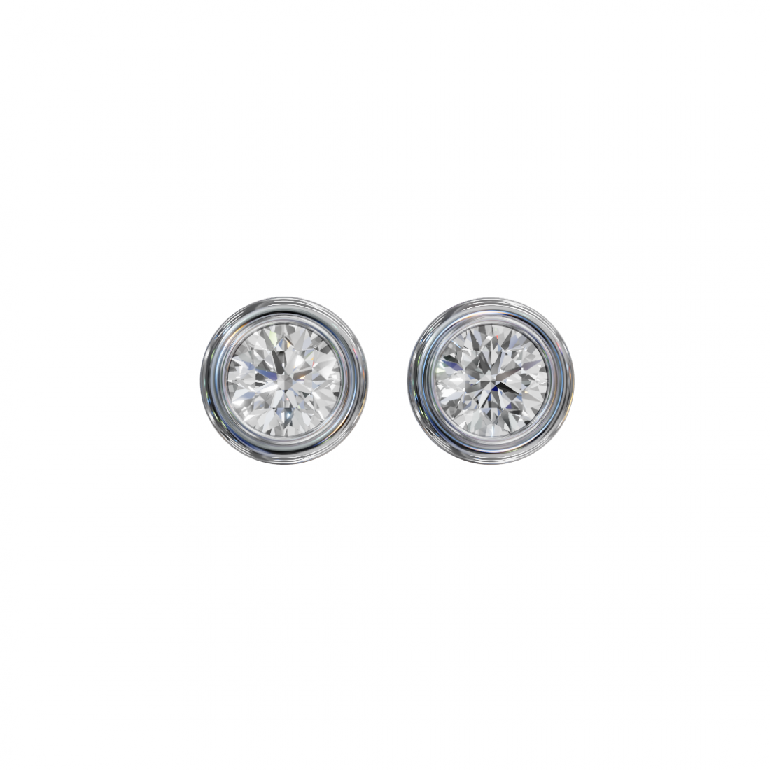 Bezel-Set Round Cut Diamond Studs